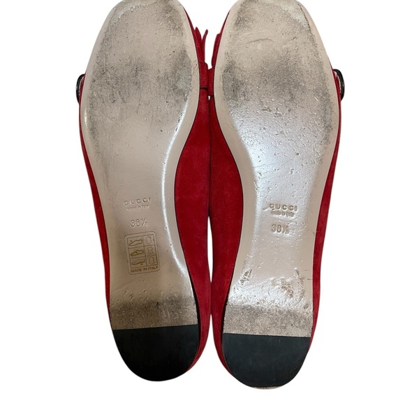 Gucci Marmont Red Fridge Ballet Flats Loafers - Picture 6 of 7